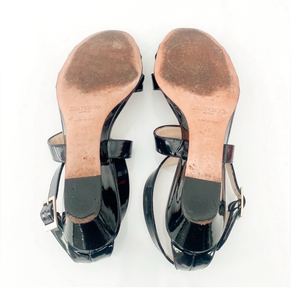 ✨💎 Jimmy Choo Black Patent Leather Crisscross
Strap Wedge Sandals💎✨ - Picture 2 of 8